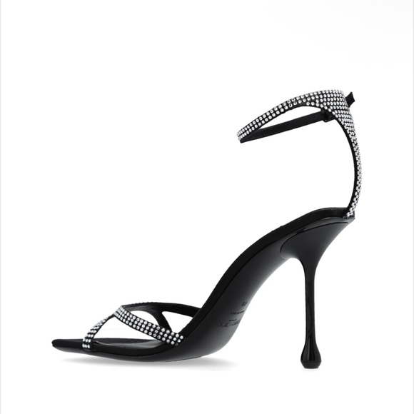 JIMMY CHOO Women's Ixia Embellished High Heel Sandals Rhinestone Black - Picture 5 of 14